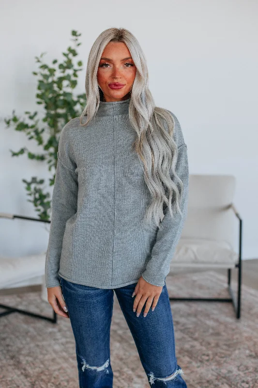 Plus Size Women's Side - Slit Sweaters in Bold SolidsOlivette Sweater - Charcoal