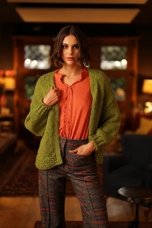 Open - Front Women's Cardigan - Style Mohair SweatersOPEN CARDI