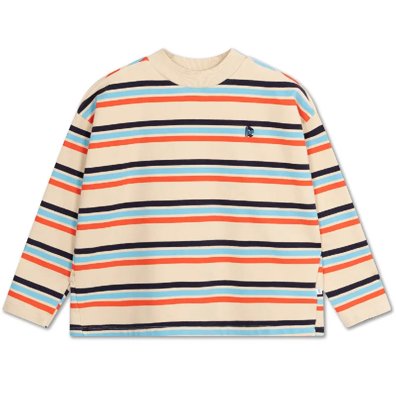 Sleeveless Women's Silk - Trimmed Sweaters for SummerOversized Boxy Sweater in Multi Creme Brulee Stripe by Repose AMS Sleeveless Women's Silk - Trimmed Sweaters for SummerOversized Boxy Sweater in Multi Creme Brulee Stripe by Repose AMS