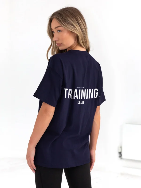 Floral Print Women T Shirt for a Feminine TouchOversized Training T-Shirt - Navy