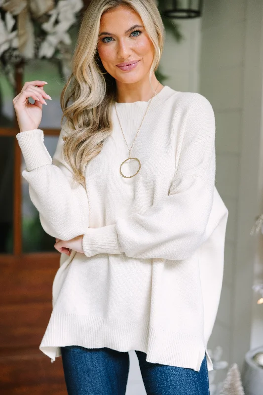 Plus Size Women's Ruffled Hem Sweaters in Floral PrintsPerfectly You Cream White Mock Neck Sweater Plus Size Women's Ruffled Hem Sweaters in Floral PrintsPerfectly You Cream White Mock Neck Sweater