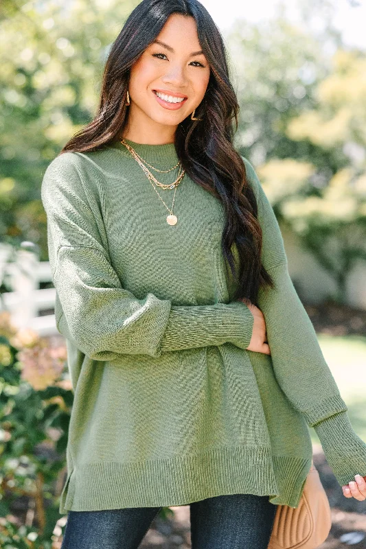 Hooded Women's Fleece - Lined Sweaters for WinterPerfectly You Olive Green Mock Neck Sweater Hooded Women's Fleece - Lined Sweaters for WinterPerfectly You Olive Green Mock Neck Sweater