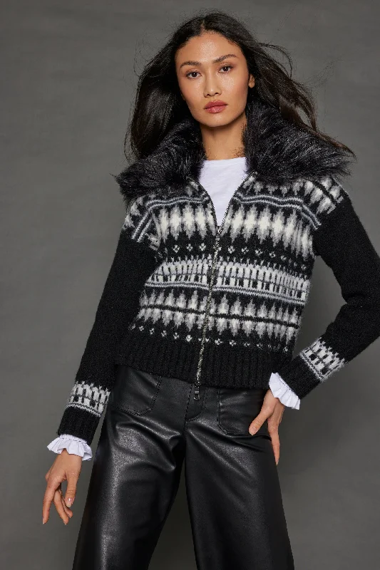 Hooded Women's Fleece - Lined Sweaters for WinterPOWDER PUFF ZIP UP