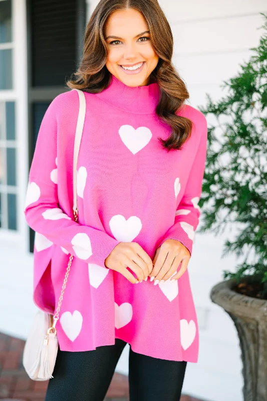 Sleeveless Women's Silk - Trimmed Sweaters for SummerQuick Decisions Pink & White Heart Sweater Sleeveless Women's Silk - Trimmed Sweaters for SummerQuick Decisions Pink & White Heart Sweater