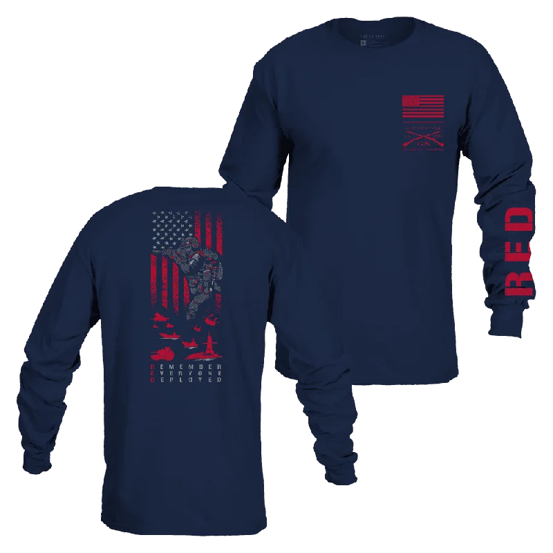Embroidered Women T Shirt with Intricate DetailsRED Friday Long Sleeve - Navy