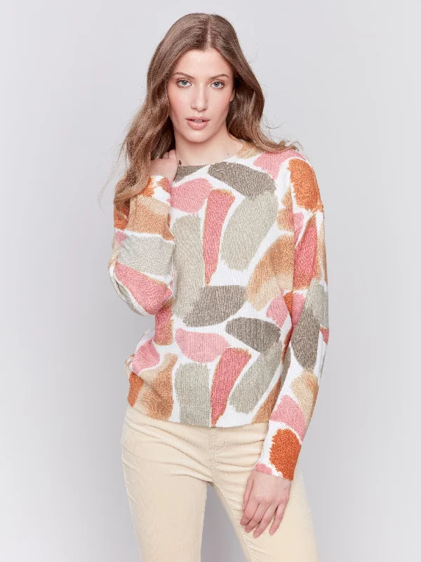 Women's Long Sleeve Turtleneck Cashmere SweatersReversible Printed Sweater - Spruce