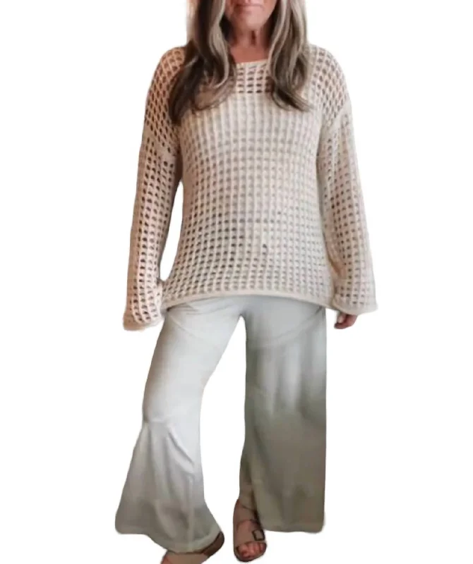 Longline Women's Mohair Sweater Dresses in a Loose FitSeaside Crochet Crew Neck Sweater In Natural Longline Women's Mohair Sweater Dresses in a Loose FitSeaside Crochet Crew Neck Sweater In Natural