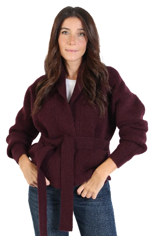 Bell - Sleeve Women's Mohair - Wool Blend SweatersSedona Wine Coatigan