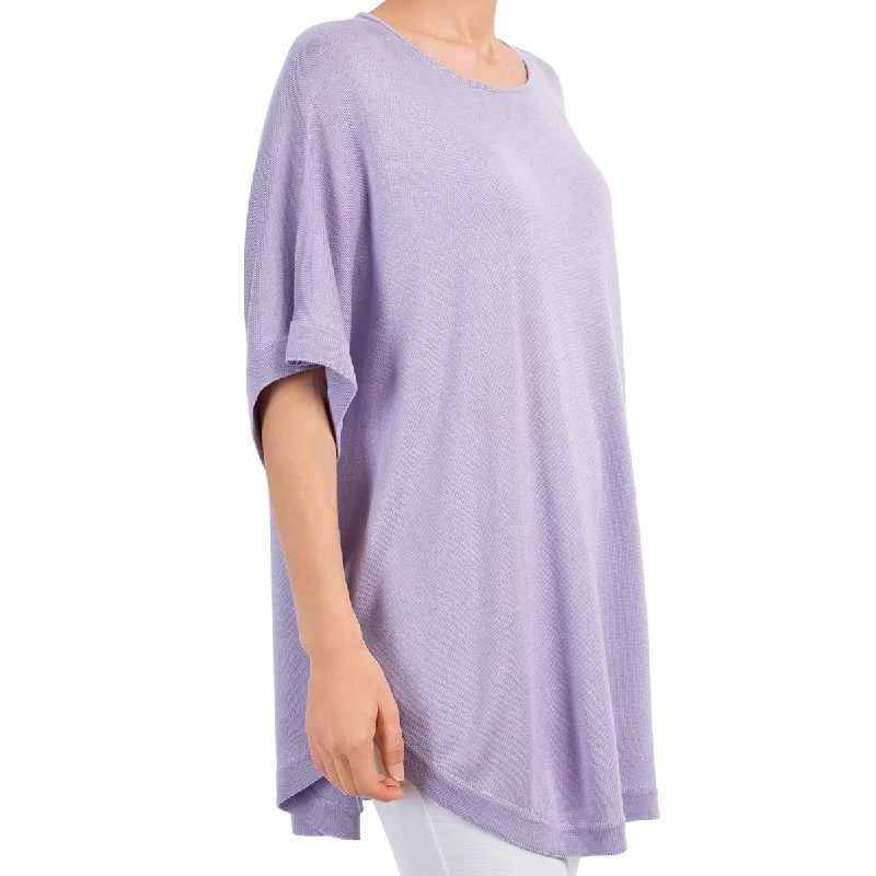 Short Sleeve Women's Cotton Blend Sweaters in Pastel ColorsSilk Viscose Shawl in Lavender Short Sleeve Women's Cotton Blend Sweaters in Pastel ColorsSilk Viscose Shawl in Lavender