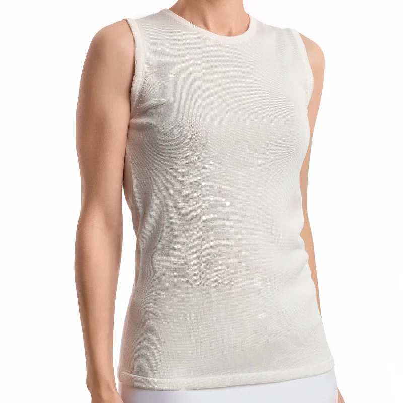 Women's Long Sleeve Turtleneck Cashmere SweatersSilk Viscose Tank in White