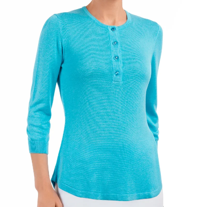 Plus Size Women's Belted Cable Knit SweatersSilk Viscose Tunic in Turquoise