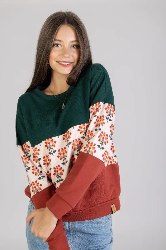 Tie - Front Women's Lambswool Sweaters in Pastel HuesSweater Mia Folk Floral.