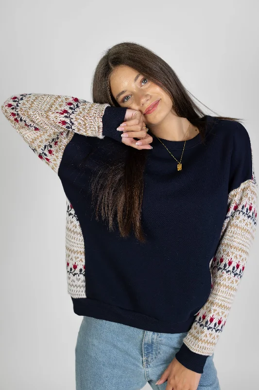 Tie - Front Women's Lambswool Sweaters in Pastel HuesSweater Wanderlust Blue Folk