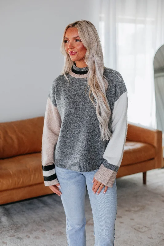 Tie - Front Women's Lambswool Sweaters in Pastel HuesTamela Colorblock Sweater