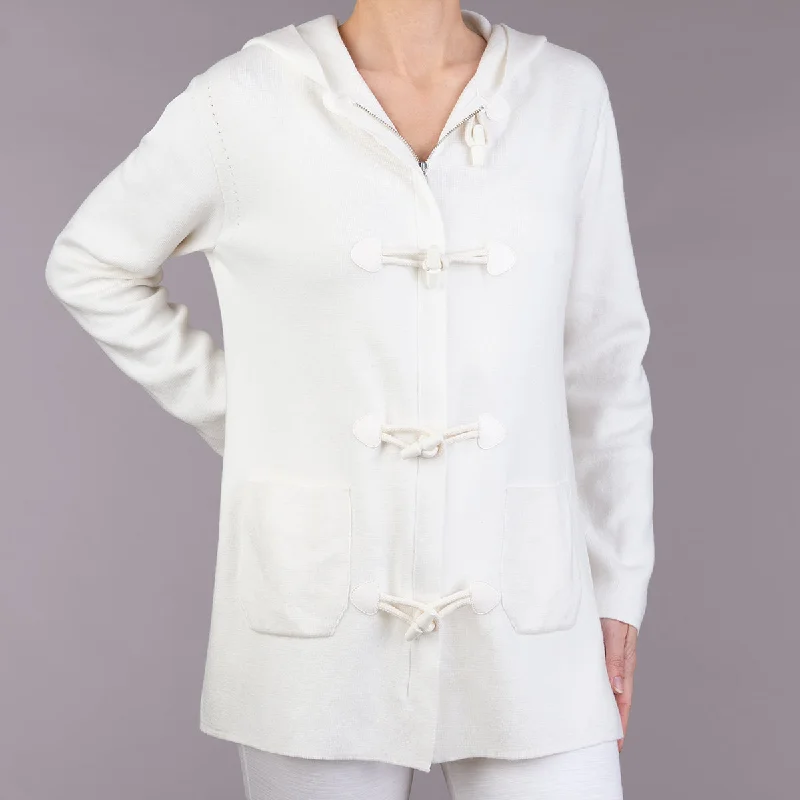 Plus Size Women's Embroidered Sweaters in Ethnic StylesToggle Sweater in White