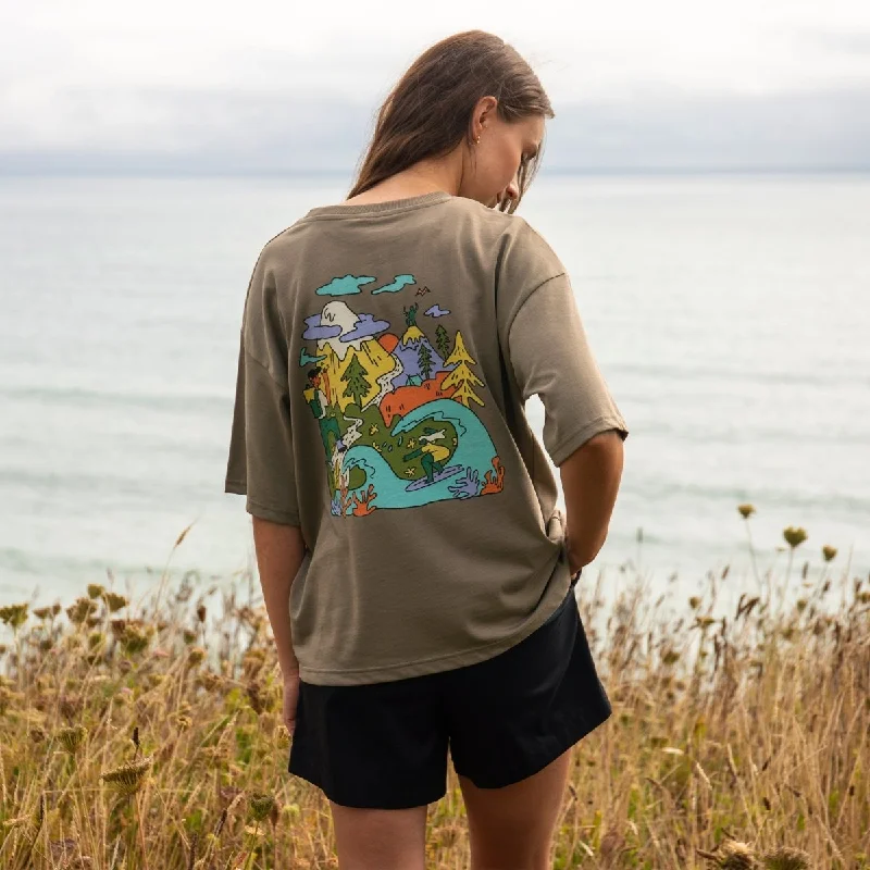V - Neck Women T Shirt to Enhance the NecklineWomen's Outdoor Living Oversized T-Shirt V - Neck Women T Shirt to Enhance the NecklineWomen's Outdoor Living Oversized T-Shirt