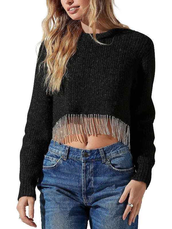 Sleeveless Women's Silk - Trimmed Sweaters for SummerWomens Wool Blend Rhinestone Crop Sweater Sleeveless Women's Silk - Trimmed Sweaters for SummerWomens Wool Blend Rhinestone Crop Sweater