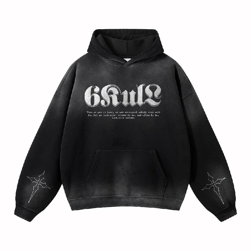 Women's hoodie with a kangaroo pocket and a pom - pom drawstring for added charm6Kull | Cross Skull Flower Hoodie Women's hoodie with a kangaroo pocket and a pom - pom drawstring for added charm6Kull | Cross Skull Flower Hoodie