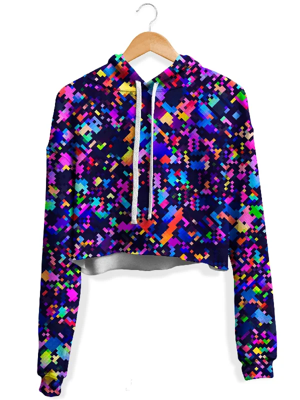 Women's tie - dye hoodie in bright colors for a retro and eye - catching style8-Bit Confetti Fleece Crop Hoodie Women's tie - dye hoodie in bright colors for a retro and eye - catching style8-Bit Confetti Fleece Crop Hoodie