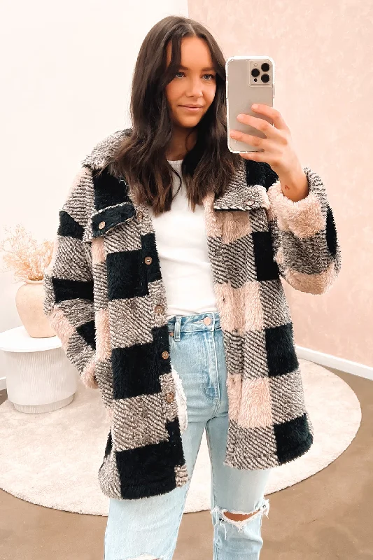 Women's cropped leather jackets with a fringe detail for a western - inspired outfitApollo Cosy Shacket Mocha Check Women's cropped leather jackets with a fringe detail for a western - inspired outfitApollo Cosy Shacket Mocha Check