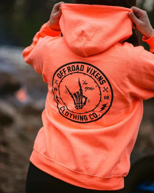Women's sweatshirt with a mesh panel insert for breathability during workoutsBe Epic Pullover Neon Coral Women's sweatshirt with a mesh panel insert for breathability during workoutsBe Epic Pullover Neon Coral