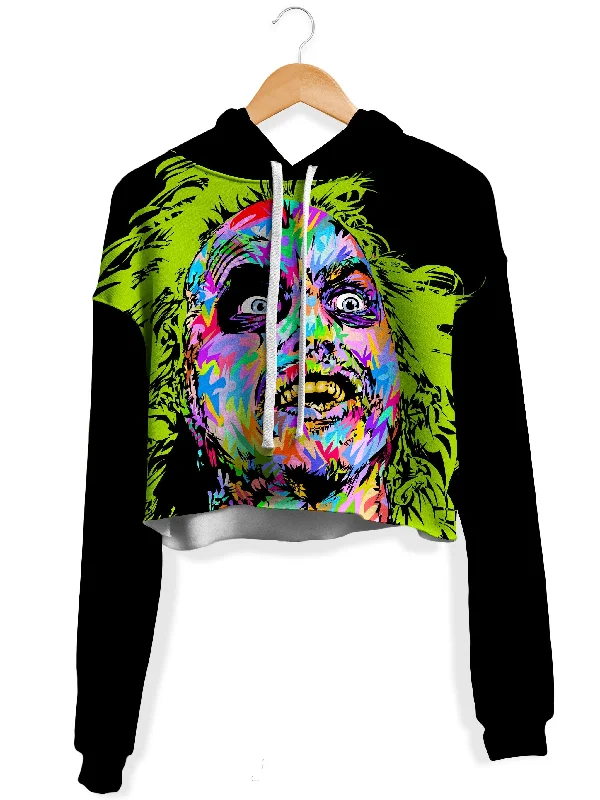 Women's cropped sweatshirt with a slogan graphic for a fun and expressive lookBeetlejuice Fleece Crop Hoodie Women's cropped sweatshirt with a slogan graphic for a fun and expressive lookBeetlejuice Fleece Crop Hoodie
