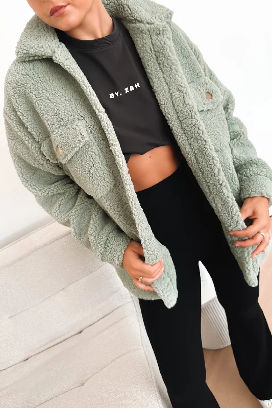 Women's military - style jackets with epaulets for a tough and fashionable appearanceBenton Sherpa Jacket Sage Women's military - style jackets with epaulets for a tough and fashionable appearanceBenton Sherpa Jacket Sage