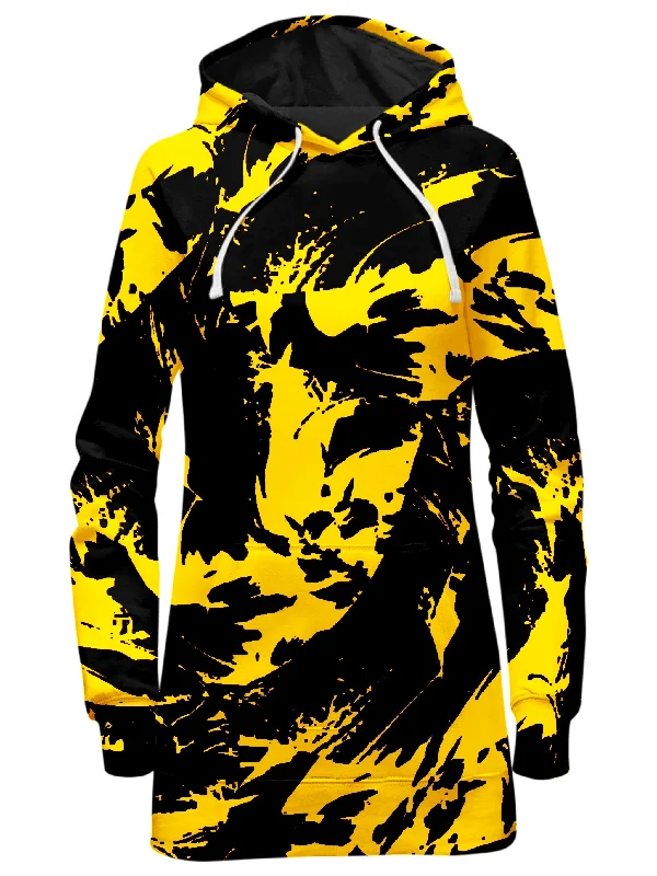 Women's graphic - printed sweatshirt featuring floral patterns for a feminine touchBlack and Yellow Paint Splatter Hoodie Dress Women's graphic - printed sweatshirt featuring floral patterns for a feminine touchBlack and Yellow Paint Splatter Hoodie Dress