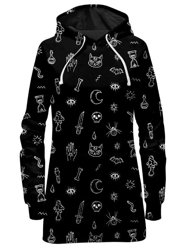 Women's fleece - lined hoodie with thumbholes for warmth in winterBlack Pattern Hoodie Dress Women's fleece - lined hoodie with thumbholes for warmth in winterBlack Pattern Hoodie Dress