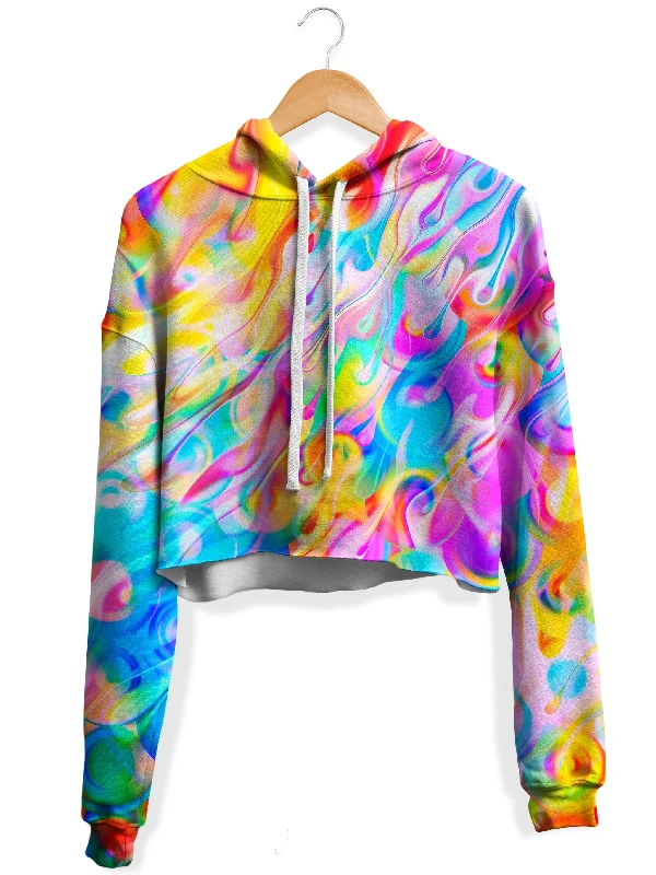 Women's quarter - zip sweatshirt made of organic cotton for eco - conscious fashionBlissful Drip Fleece Crop Hoodie Women's quarter - zip sweatshirt made of organic cotton for eco - conscious fashionBlissful Drip Fleece Crop Hoodie