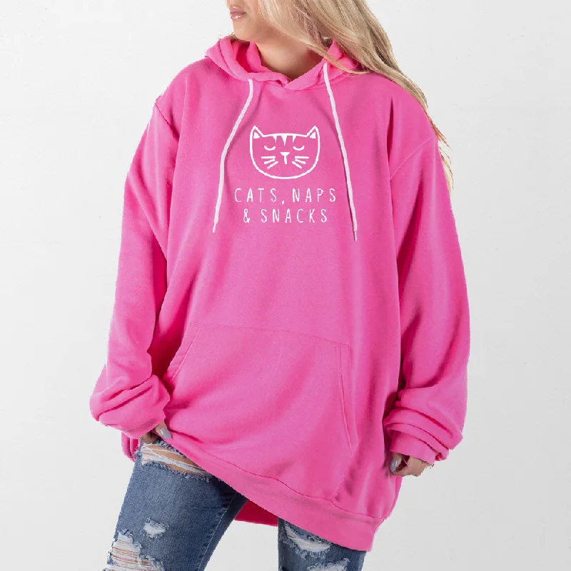 Women's color - block hoodie combining bold hues for a fashion - forward statementCats Naps and Snacks Giant Hoodie Women's color - block hoodie combining bold hues for a fashion - forward statementCats Naps and Snacks Giant Hoodie