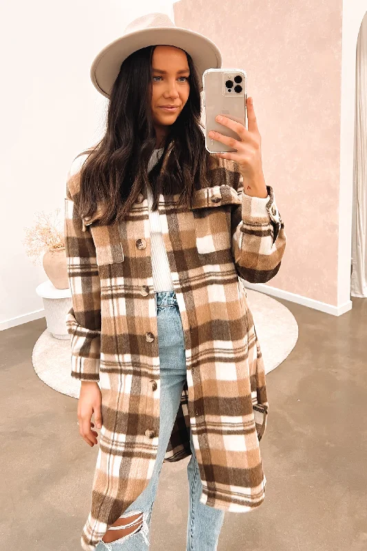 Women's moto jackets with a lace - up front for a unique and stylish touchChase Shacket Chocolate Caramel