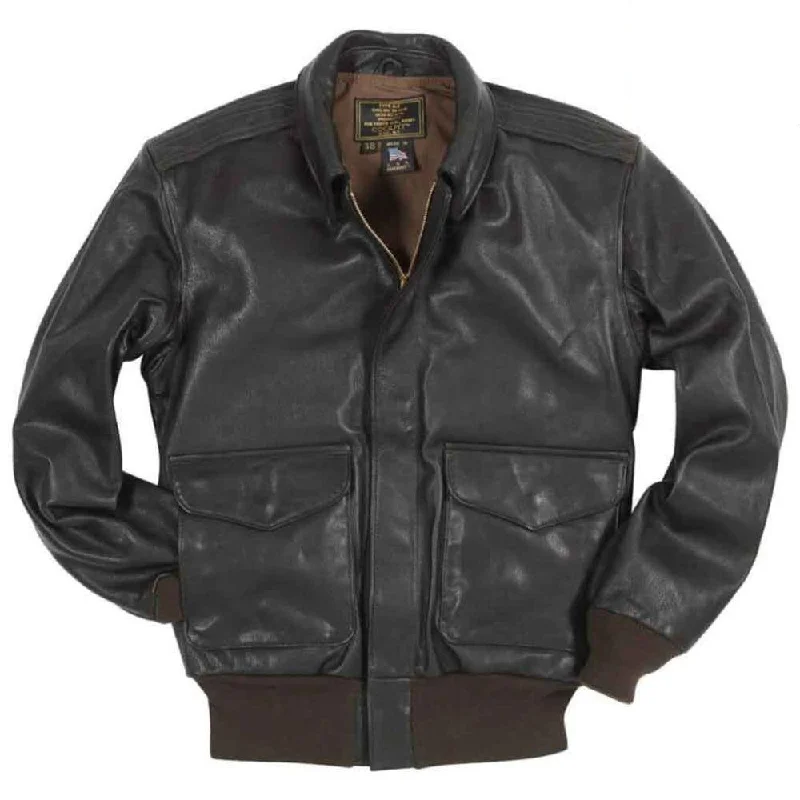 Women's military - style jackets with epaulets for a tough and fashionable appearanceCockpit USA Mens USAF Goatskin A-2 Flight Jacket - Black Women's military - style jackets with epaulets for a tough and fashionable appearanceCockpit USA Mens USAF Goatskin A-2 Flight Jacket - Black