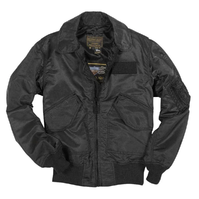 Women's denim jackets with a patchwork design for a bohemian and artsy styleCockpit USA Mens USN Fighter Weapons Nylon Flight Jacket - Black Women's denim jackets with a patchwork design for a bohemian and artsy styleCockpit USA Mens USN Fighter Weapons Nylon Flight Jacket - Black