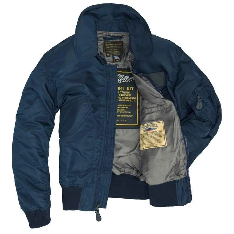 Women's bomber jackets with floral embroidery for a feminine and unique designCockpit USA Mens USN Fighter Weapons Nylon Flight Jacket - Navy Women's bomber jackets with floral embroidery for a feminine and unique designCockpit USA Mens USN Fighter Weapons Nylon Flight Jacket - Navy