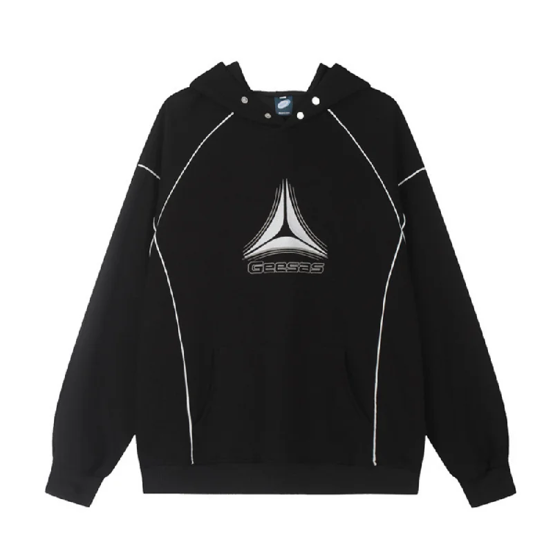 Women's hoodie with a glittery print for a glamorous and sparkly appearanceContrast Color Line Embroidery Hoodie Women's hoodie with a glittery print for a glamorous and sparkly appearanceContrast Color Line Embroidery Hoodie
