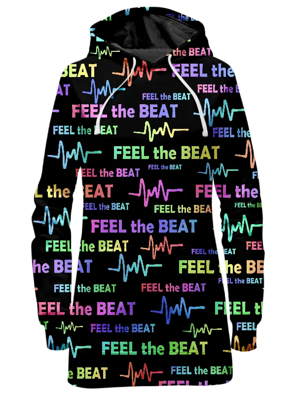 Women's hoodie with a kangaroo pocket and a pom - pom drawstring for added charmFeel the Beat Hoodie Dress Women's hoodie with a kangaroo pocket and a pom - pom drawstring for added charmFeel the Beat Hoodie Dress