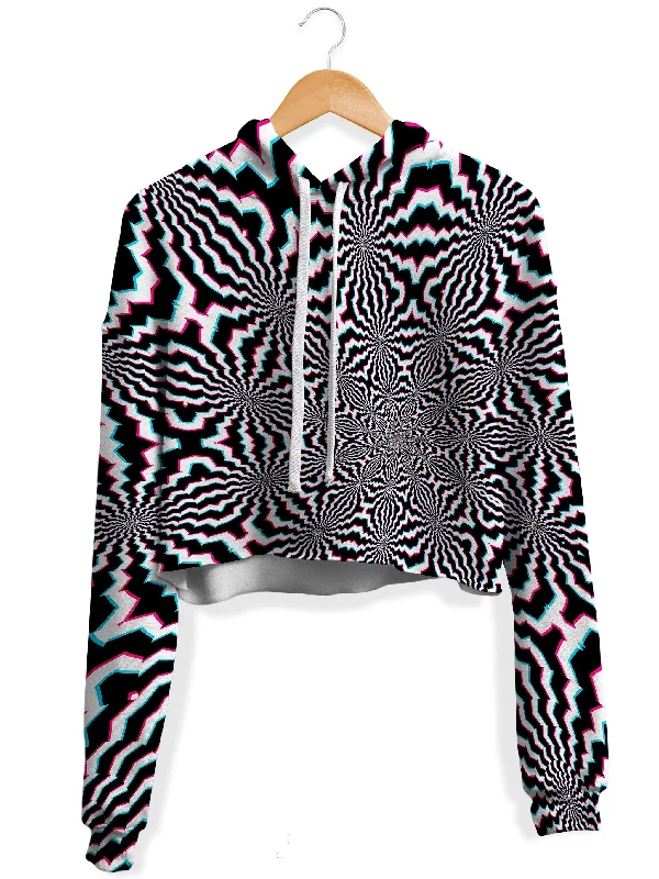 Women's tie - front hoodie in a lightweight fabric for summer layeringFractal Ripples Fleece Crop Hoodie Women's tie - front hoodie in a lightweight fabric for summer layeringFractal Ripples Fleece Crop Hoodie