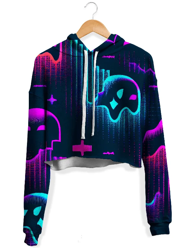 Women's cropped sweatshirt with a lace - trimmed hem for a romantic lookGhost Melt Fleece Crop Hoodie Women's cropped sweatshirt with a lace - trimmed hem for a romantic lookGhost Melt Fleece Crop Hoodie