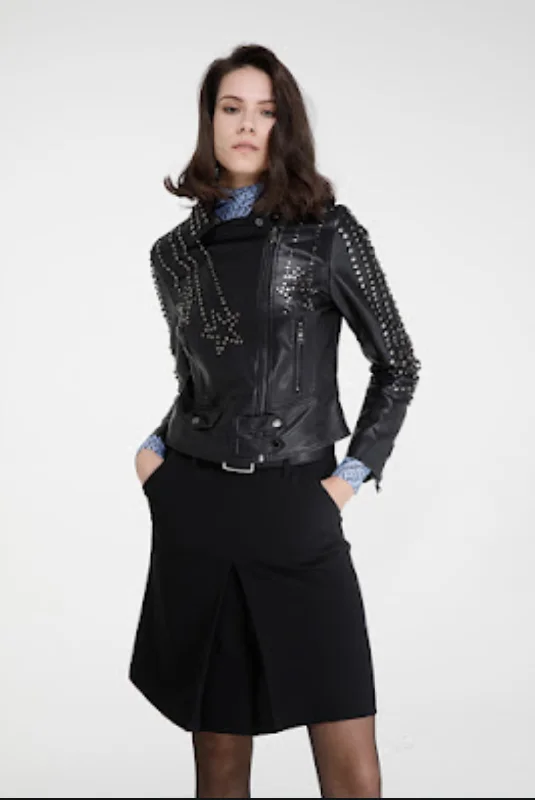 Women's double - breasted tweed jackets in classic colors for a sophisticated office lookGoa Goa faux leather biker jacket Women's double - breasted tweed jackets in classic colors for a sophisticated office lookGoa Goa faux leather biker jacket