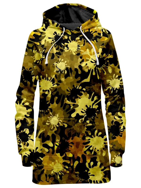Women's cropped sweatshirt with a lace - trimmed hem for a romantic lookGold Splatter Hoodie Dress Women's cropped sweatshirt with a lace - trimmed hem for a romantic lookGold Splatter Hoodie Dress