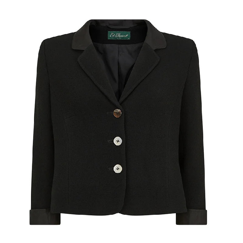 Women's pea coats in a plus - size fit for a flattering and warm winter coatHattie Tailored Wool Crepe Black Jacket Women's pea coats in a plus - size fit for a flattering and warm winter coatHattie Tailored Wool Crepe Black Jacket