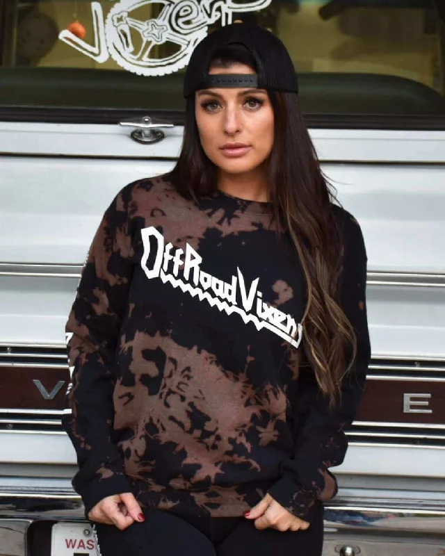 Women's oversized cropped hoodie with drawstrings for a trendy lookHeavy Metal Crystal Dye Crew Sweatshirt Women's oversized cropped hoodie with drawstrings for a trendy lookHeavy Metal Crystal Dye Crew Sweatshirt