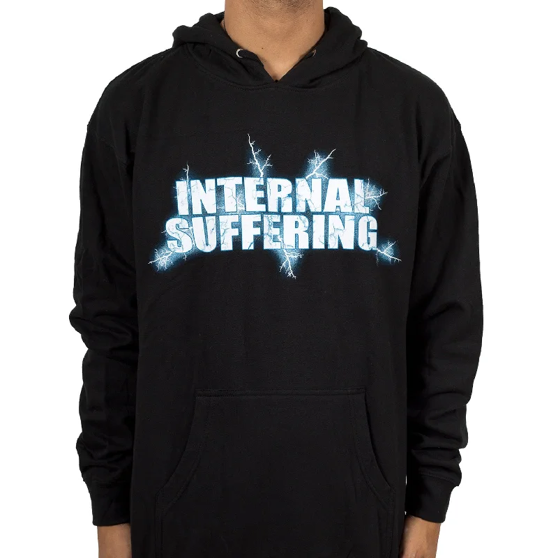 Women's long - sleeve cropped sweatshirt with ribbed cuffs for a snug fitInternal Suffering "Lightening logo" Pullover Hoodie Women's long - sleeve cropped sweatshirt with ribbed cuffs for a snug fitInternal Suffering "Lightening logo" Pullover Hoodie