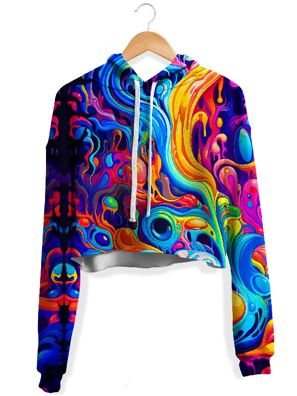 Women's cropped sweatshirt with a lace - trimmed hem for a romantic lookKandi Swirl Fleece Crop Hoodie Women's cropped sweatshirt with a lace - trimmed hem for a romantic lookKandi Swirl Fleece Crop Hoodie