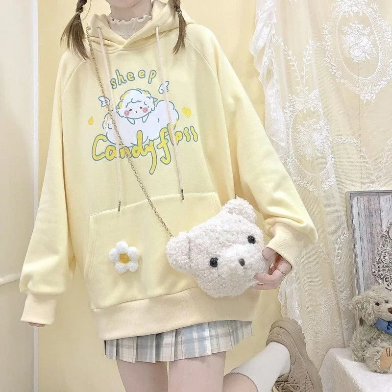 Women's zip - up sweatshirt in pastel blue for a soft and stylish outfitKawaii Sheep Candy Floss Hoodie