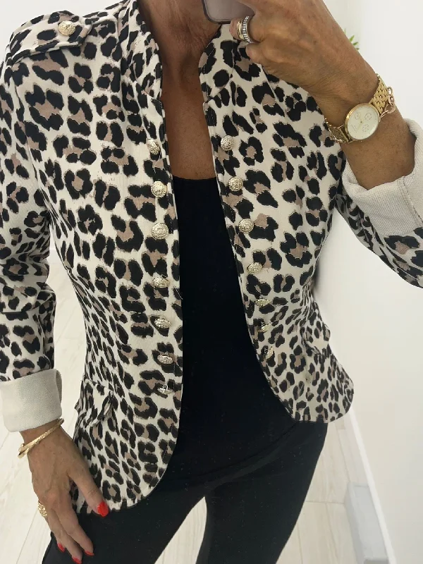 Women's cropped leather jackets with silver zippers for a punk - inspired outfitLeopard Kyla Jacket Women's cropped leather jackets with silver zippers for a punk - inspired outfitLeopard Kyla Jacket