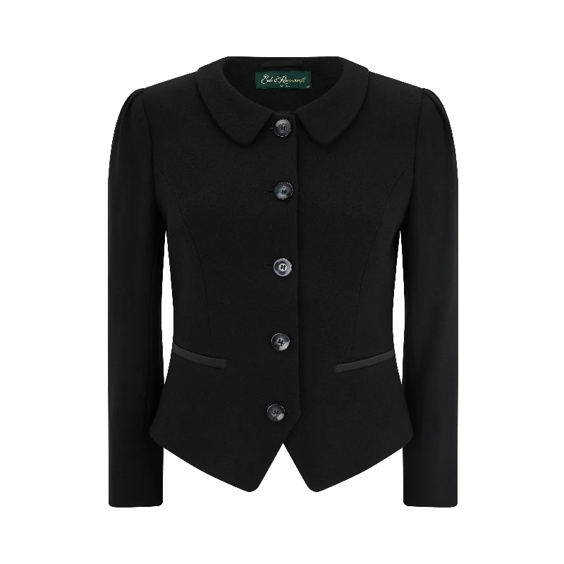 Women's long - line cardigan jackets in a soft knit for a cozy and elegant lookLibi Tailored Wool Crepe Jacket Black Women's long - line cardigan jackets in a soft knit for a cozy and elegant lookLibi Tailored Wool Crepe Jacket Black