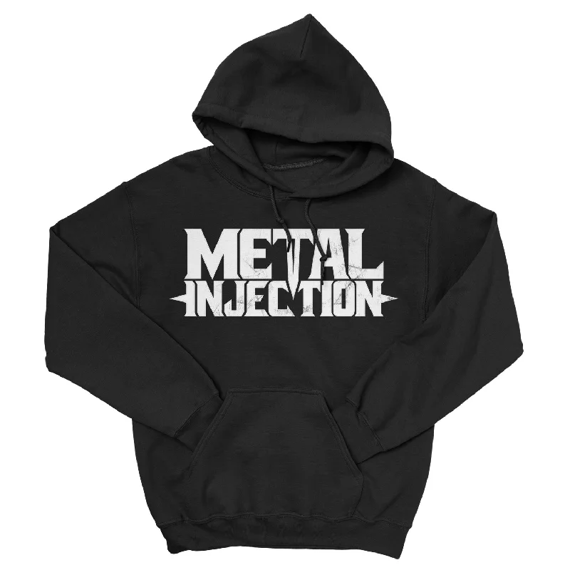 Women's oversized cropped hoodie with drawstrings for a trendy lookMetal Injection "Classic Logo" Pullover Hoodie Women's oversized cropped hoodie with drawstrings for a trendy lookMetal Injection "Classic Logo" Pullover Hoodie