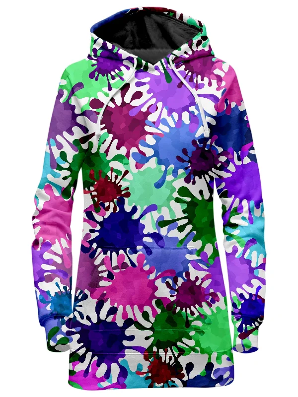 Women's long - sleeve cropped sweatshirt with ribbed cuffs for a snug fitNeon Paint Splatter Hoodie Dress Women's long - sleeve cropped sweatshirt with ribbed cuffs for a snug fitNeon Paint Splatter Hoodie Dress